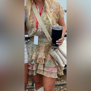 Misa Los Angeles Multicolor Paisley Ruffle smocked  Dress XS